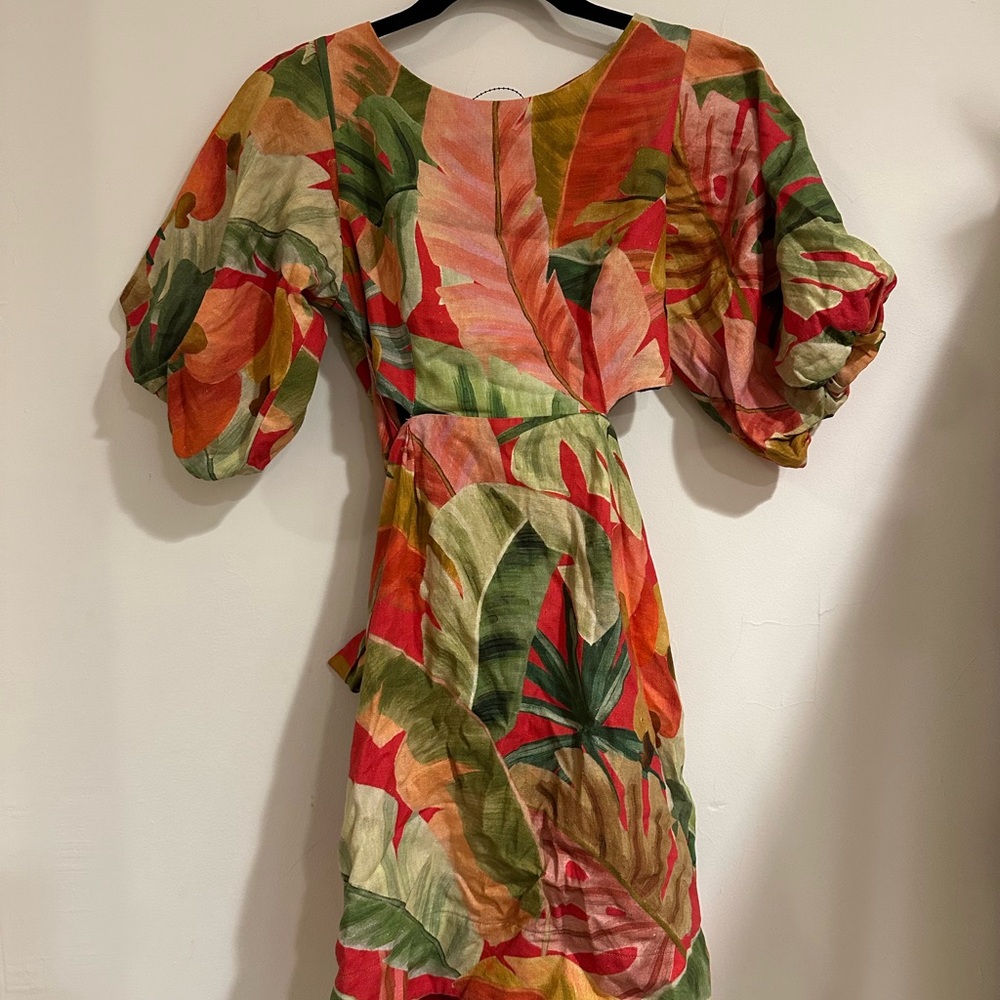 Farm Rio Tropical Print Puff Sleeve Dress
